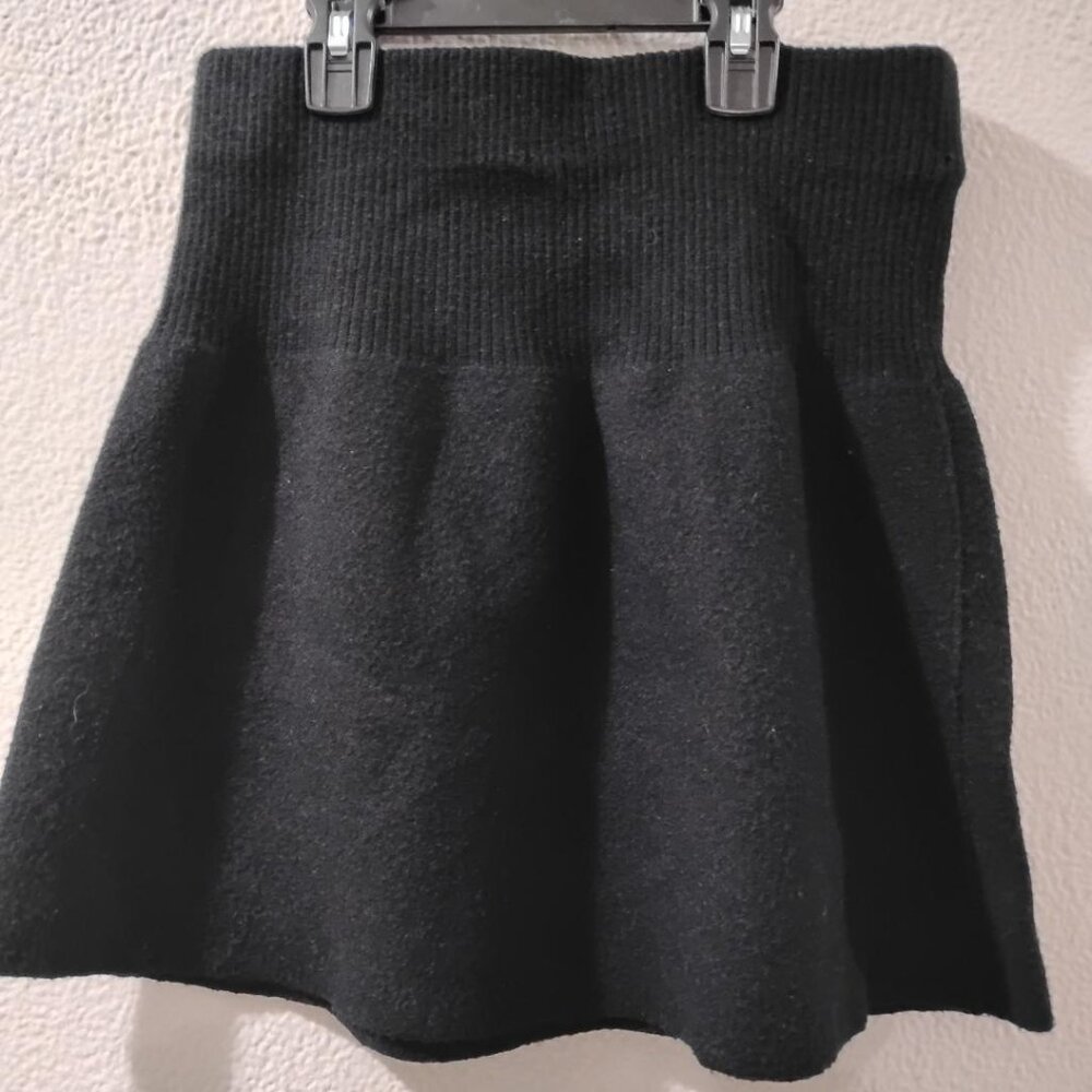 Zara-S- VISCOSE-WIDE WAIST KNIT SPANDEX SKIRT-black mini skirt